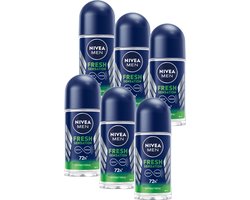 NIVEA MEN Fresh Sensation Anti-Transpirant Deo Roller - 72u Bescherming - Alcoholvrij - Voordeelverpakking - 6 x 50 ml