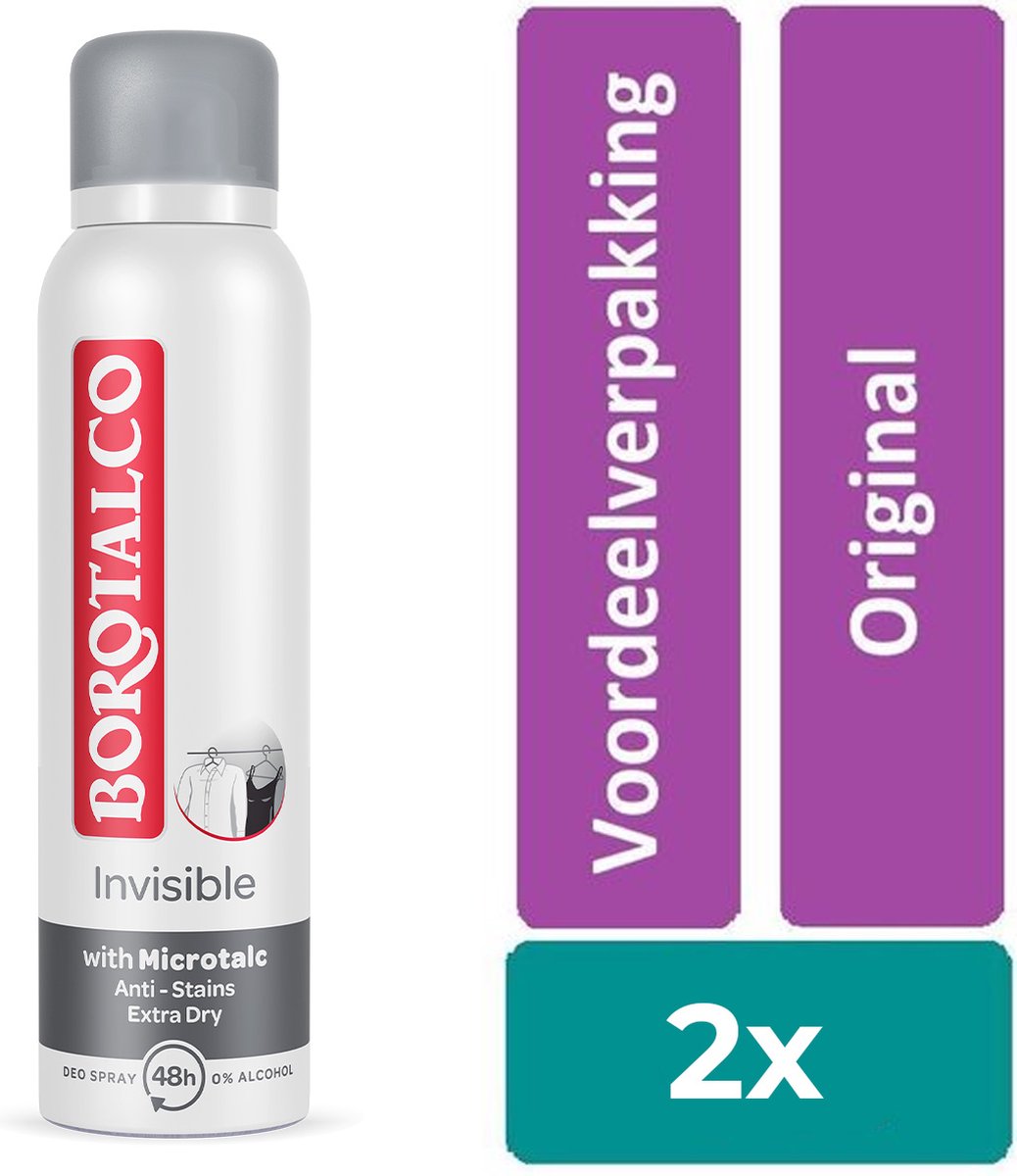 Borotalco Invisible spray - 2 stuks - voordeelverpakking