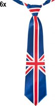 6x Stropdas Great Britain 42 cm - Union flag thema feest UK festival party