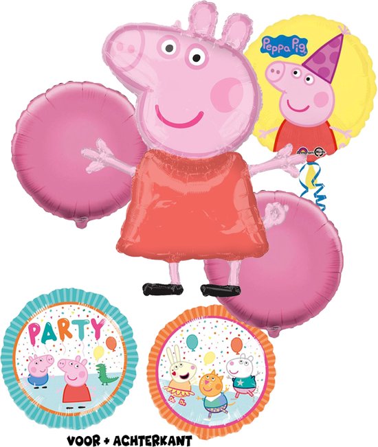 Peppa Pig – Ballon set – 5-Delig – Helium ballon – Folieballon Party - Kinderfeest.