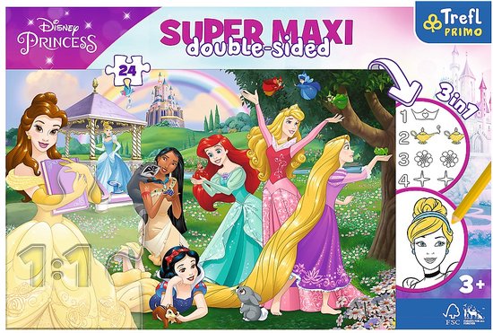 PUZZEL 3 IN 1 DISNEY PRINCESSEN PUZZEL + KLEURPLAAT EN LEREN TELLEN | bol