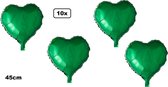 10x Folieballon Hart groen (45 cm) - trouwen huwelijk bruid hartjes ballon feest festival liefde white