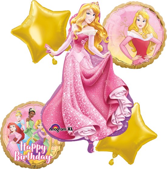 Disney Princess – Doornroosje - Ballon set – 5-Delig – Helium ballon – Folieballon Happy Birthday - Verjaardag.