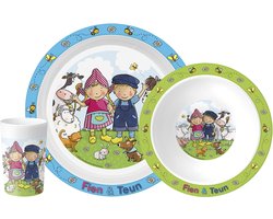 Fien & Teun Kinderservies set - 3-delig - Speelgoed kinderen - Vaatwasserbestendig - Bord en…