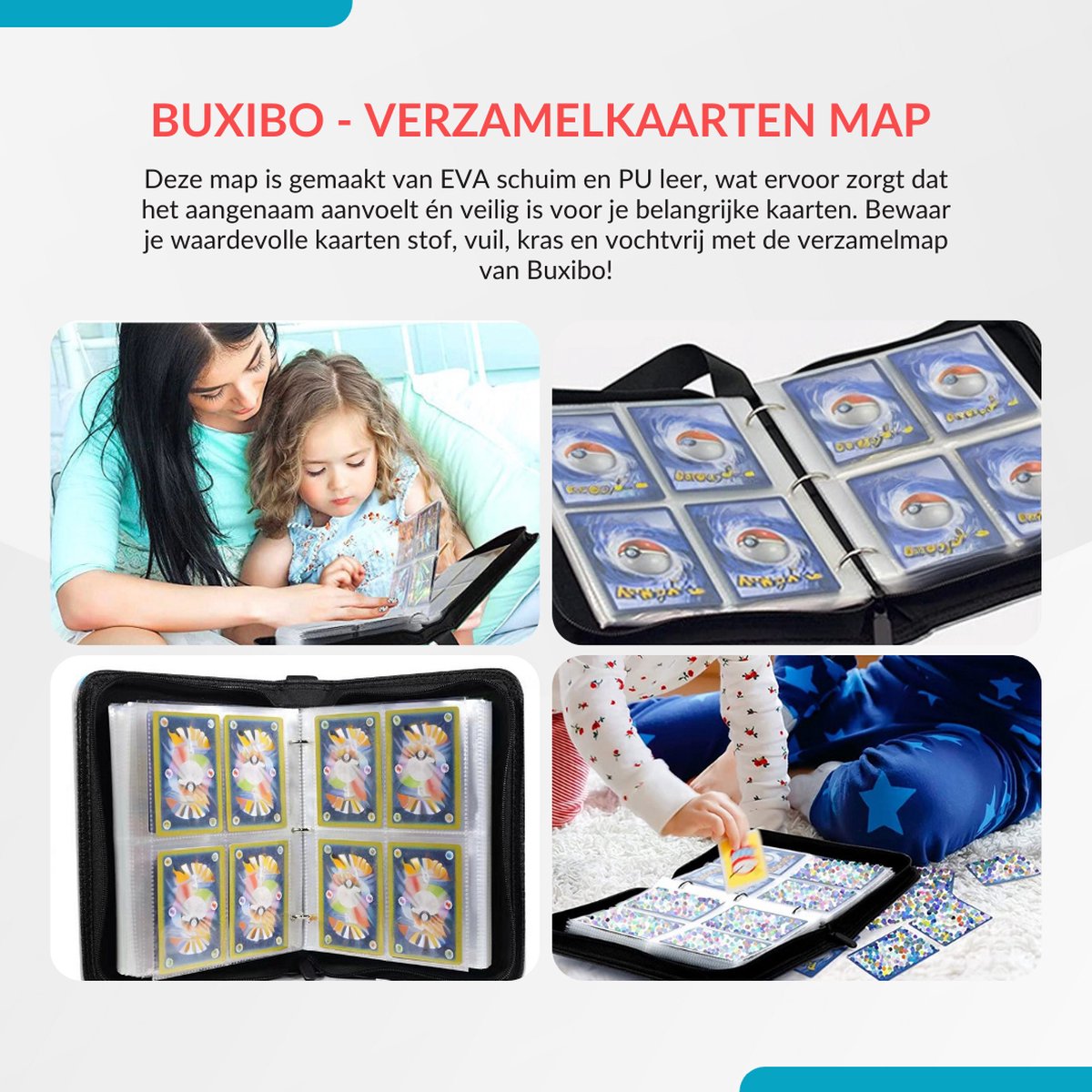 KIMIGO Collecting Album for Cards,Collecting Folder,60 Pages,Capacity 1080 Cards,Collecting Cards Album,Card Collector Album with Zipper,for Boy And Girl,Playing Cards