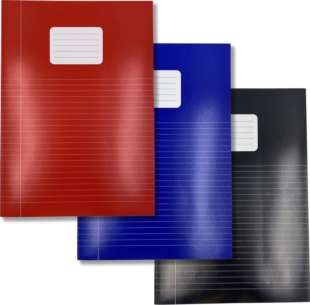 Schriften A4 formaat Lijn - Rood Blauw Zwart - 5 pak - Schoolschrift gelijnd - DULA