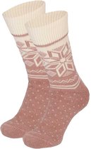 Apollo - Noorse sokken dames - Wol - Roze - Maat 35/38 - Wollen sokken dames