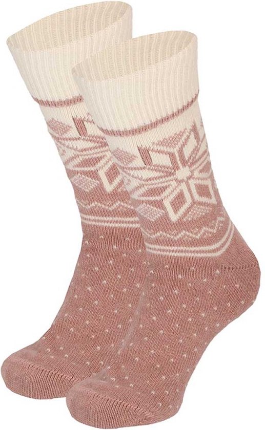 Apollo - Noorse sokken dames - Wol - Roze - Maat 35/38 - Wollen sokken dames