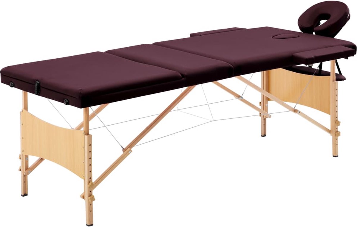 Goedkoopste vidaXL - Massagetafel - inklapbaar - 3 - zones - hout - wijnpaars