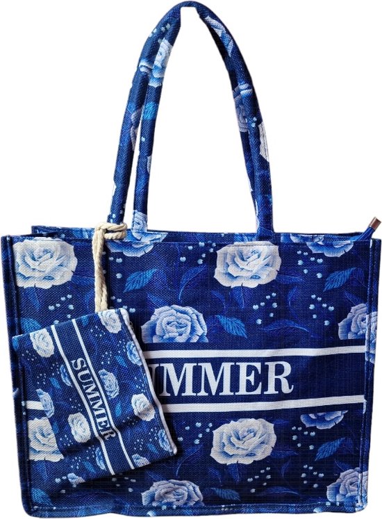 MuchoWow® Schoudertas - Strandtas - Shopper Meisje Met De Parel Vermeer Blauw Katoenen Tas