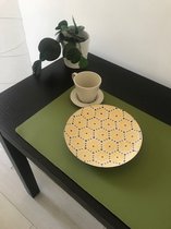 Set de table lavable de Luxe - Rectangulaire 45cmx31cm - double face - Vert skaï/orange - Par lot de 12 pièces