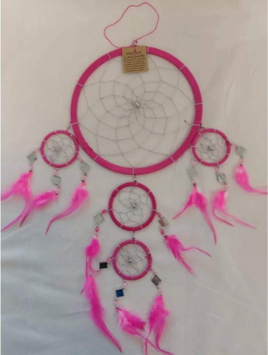 Dromenvanger - spiegel - 22cm - roze - Dreamcatcher