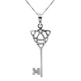 Zilveren ketting dames | Zilveren ketting met hanger, sleutel met triquetra
