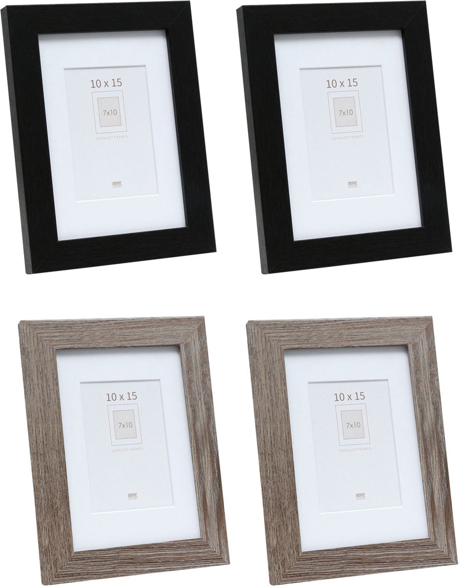 Deknudt Frames fotowand S66KMP 11 - 4 fotokaders - foto 7x10/10x15 cm zwart