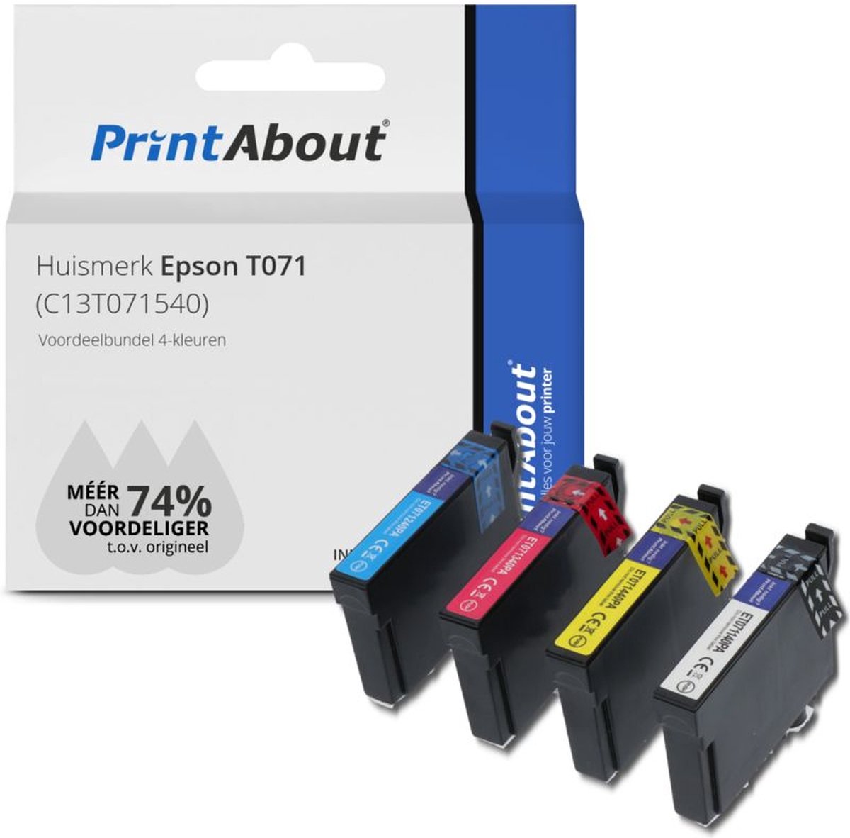 PrintAbout - Inktcartridge / Alternatief voor de Epson T071140 / 4 Kleuren