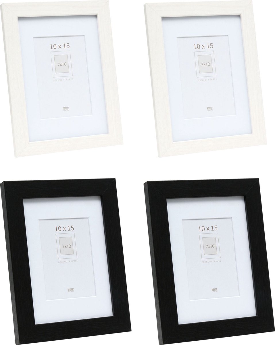 Deknudt Frames fotowand S66KMP 5 - 4 fotokaders - foto 7x10/10x15 cm zwart