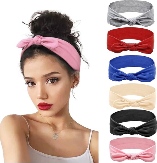 Bandeaux pour cheveux BOTC pour femmes - Set de 8 - Bandeaux pour cheveux en tricot croisé - Mélange de 8 couleurs - Élastiques antidérapants - Bandes larges pour cheveux pour le yoga, l'entraînement, la course, la randonnée, le maquillage