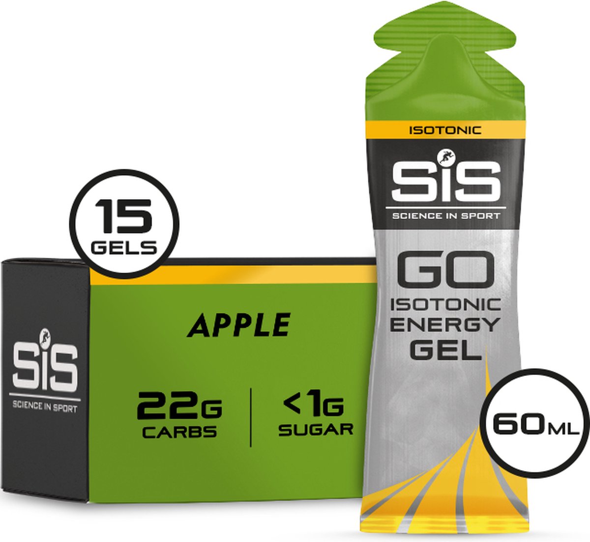 Science in Sport - SiS Go Isotonic Energygel - Energie gel - Isotone Sportgel - Green Apple Smaak - 15 x 60ml