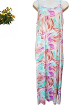 Dames jurk met zijsplit print mint One size 38/44