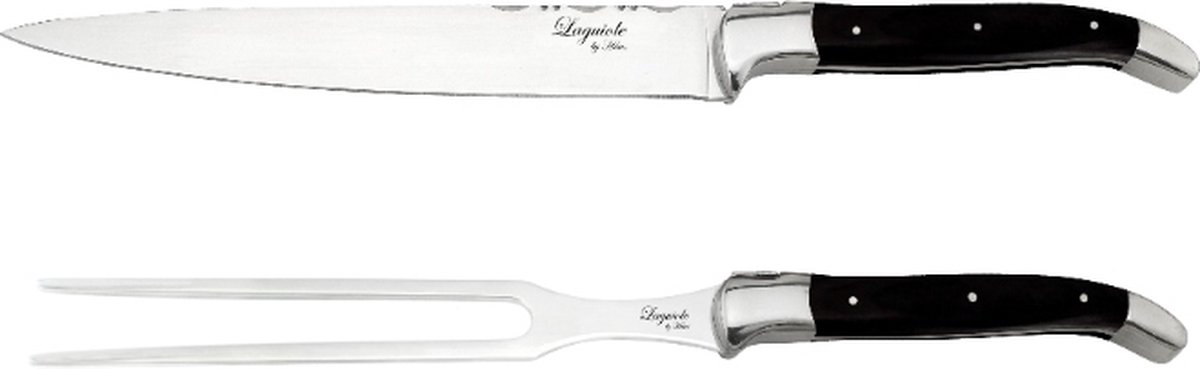 Trancheerset, 2 delig, Ebbenhout/RVS, Zwart - Trancheermes & Vleesvork - Laguiole by Haws