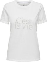 Only T-shirt Onlhunie Reg S/s Fold-up Top Box Jr 15297216 Cloud Dancer Femme Taille - S
