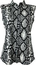 Angelle Milan – Travelkleding voor dames – Zwart/witte Mouwloze Blouse – Ademend – Kreukherstellend – Duurzame blouse - In 5 maten - Maat XL