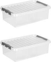 Sunware - Q-line opbergbox 32L - Set van 2 - Transparant/grijs
