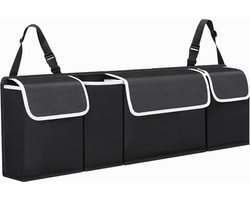 Auto Organizer Kofferbak, Auto Organizer, Autostoel Organizer, Auto Accessories, Universele Kofferbak Opbergtas Multi Pockets Auto Achterbank, Autostoel Rugleuning Organisator, Houdt Auto Netjes En Schoon, 4Zakken, Zwart, 90x25x12 cm