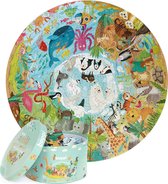 Boppi - wereldkaart puzzel - rond formaat - 150 stukjes - 58cm diameter - gemaakt van recycled karton