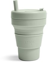 STOJO Gobelet avec Paille - Gobelet Pliable - Cup To Go - Vert - Sage - 250ml