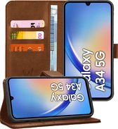 Hoesje geschikt voor Samsung Galaxy A34 - Book Case Leer Pasjeshouder Bruin