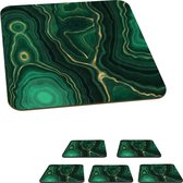 Onderzetters voor glazen - Gold - Groen - Agaat steen - Geode - Marmer - 10x10 cm - Glasonderzetters - 6 stuks