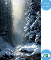 F4B Sneeuw Landschap Diamond Painting 30x40 cm | Vierkante Steentjes | Landschappen | Natuur | Sneeuw | Winter | Kerst | Volledig Dekkend | Diamond Painting Pakket Volwassenen