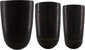 DKNC - Vase métal - 27x27x44cm - Set de 3 - Marron