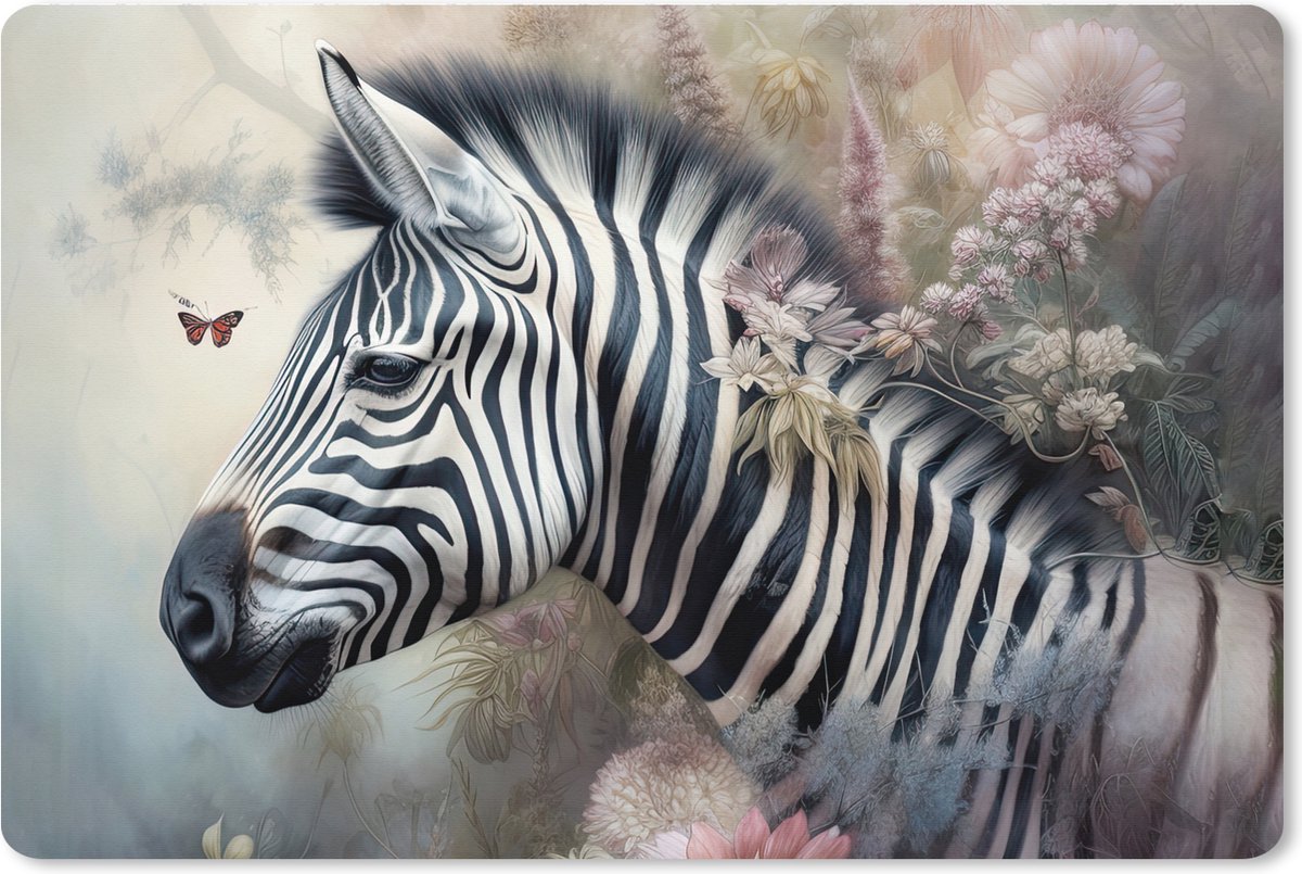 Muismat XXL 90x60 cm - Bureau onderlegger - Bureau mat Zebra - Wilde dieren - Vlinder - Bloemen - Bureaumat - Gaming mousepad xl - Bureaulegger groot - Computer deskmat