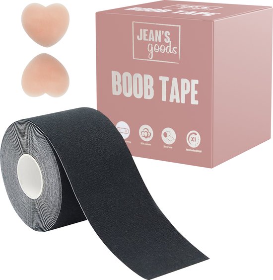 Foto: Jean s goods boob tape boobtape bh tape fashion tape inclusief herbruikbare tepelplakkers nipple covers borst tape plak bh zwart