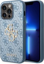 Guess iPhone 14 Pro Max Hardcase Backcover - 4G - Big Metal Logo - Blauw
