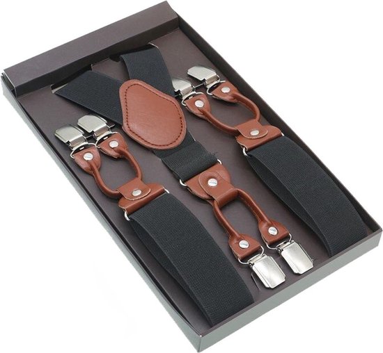 Bretelles de luxe chic - Design solide gris foncé - Sorprese - cuir marron  moyen - 6... | bol.com