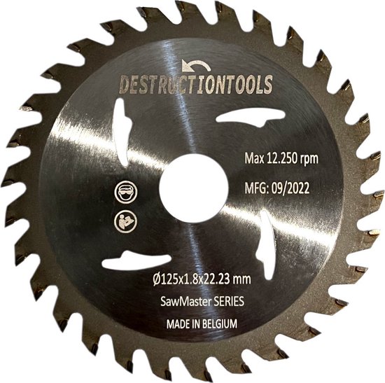 Destructiontools tct cirkelzaagblad 125mm - hout - D125mm, asgat 22.23mm -  SawMaster... | bol.com
