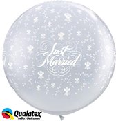 Qualatex - Megaballon 95cm Diamond Clear Just Married (2 stuks)