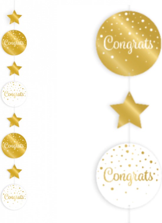 Hanging decoration gold/white - Congrats