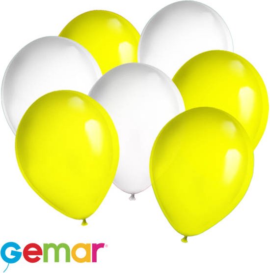 30 ballonnen Geel en Wit (Ook geschikt voor Helium)