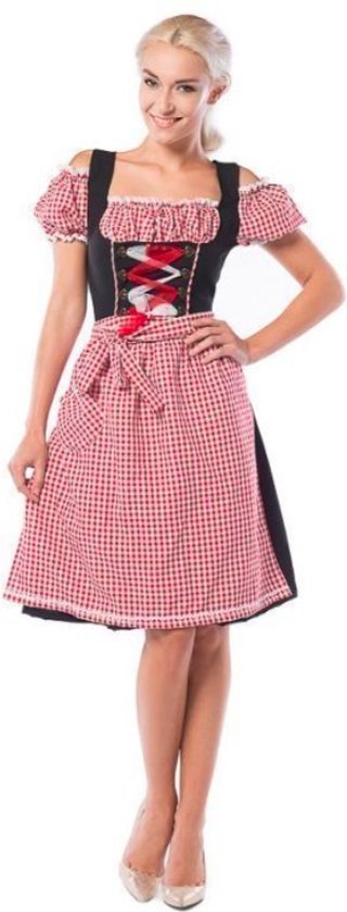 Partyxclusive Dirndl Lang Anne-ruth Dames Polyester Rood/zwart L