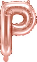 Partydeco - Folieballon Rose Gold Letter P (35 cm)