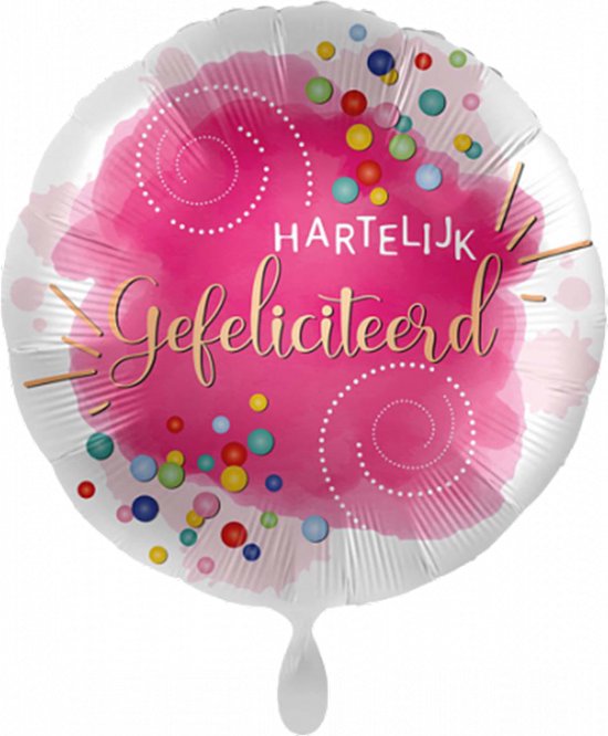 Everloon - Folieballon - Hartelijk Gefeliciteerd - 43cm - Voor Verjaardag