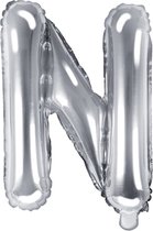 Partydeco - Folieballon Zilver Letter N (35 cm)