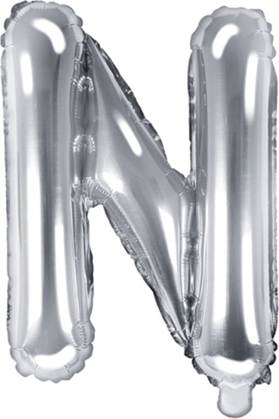 Folieballon Zilver Letter N (35 cm)