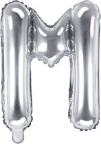 Partydeco - Folieballon Zilver Letter M (35 cm)