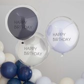 Ginger Ray - Ginger Ray - 3 Blue & Grey Double Layered Happy Birthday - 18 inch