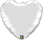 Qualatex - Folieballon XL Hart Zilver 91 cm